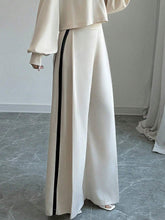 Elenzya Women's Casual Loose Fit Contrast Color Wide Leg Pants